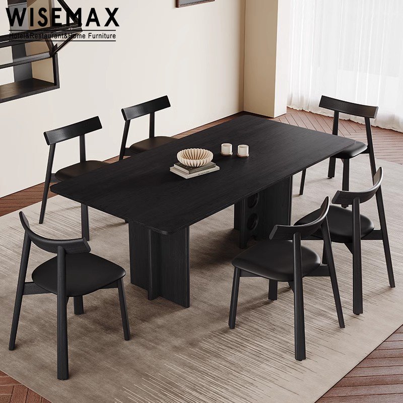 WISEMAX FURNITURE Light luxury hotel restaurant wooden table Nordic solid wood rectangle dining table set for dining room