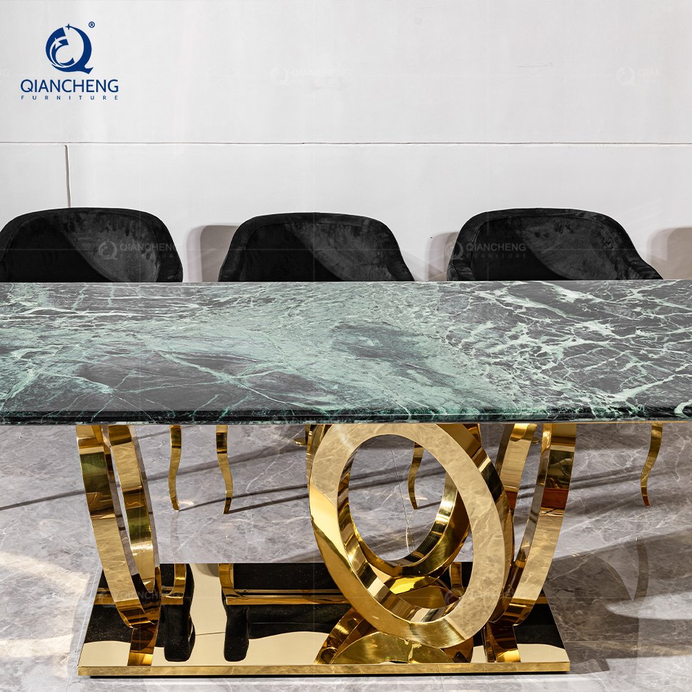 QIANCHENG modern set dinner room furniture marble dining table set 6 seater luxury sintered stone contemporary dinning tables