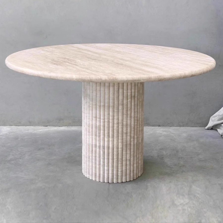 HZX Luxury Oval Shape Natural Marble table tops Dining Room Stone Furniture Marble Dining Table Travertine