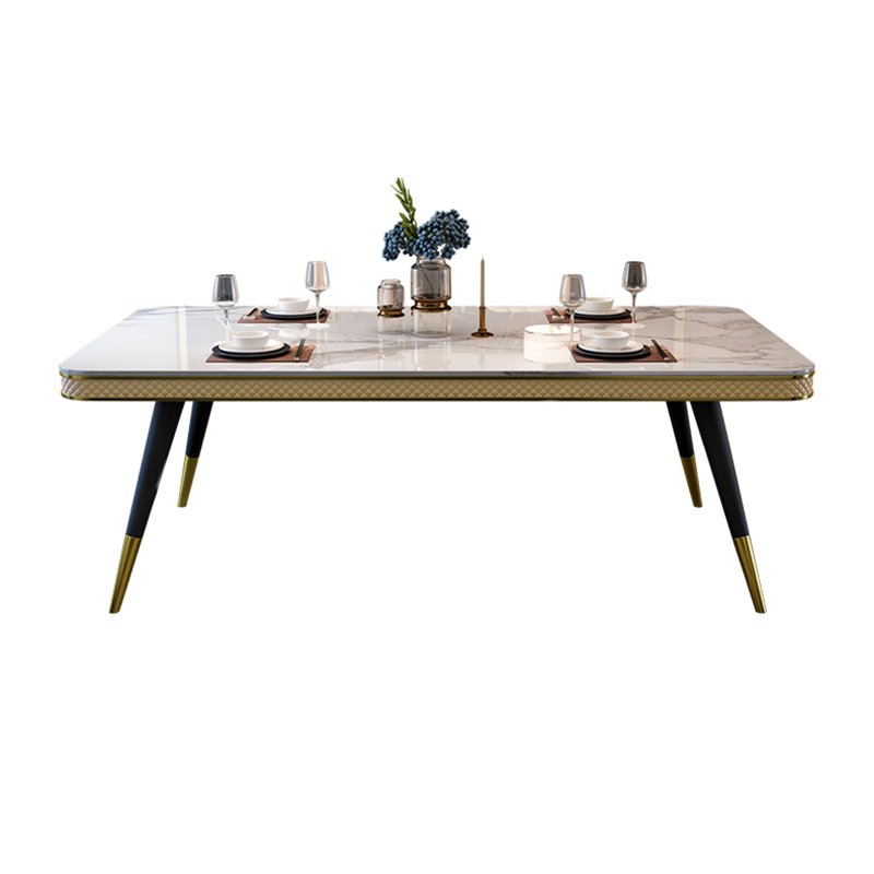 modern restaurant furniture Light luxury stainless steel leg and marble top dining table sets