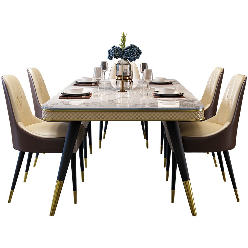 modern restaurant furniture Light luxury stainless steel leg and marble top dining table sets