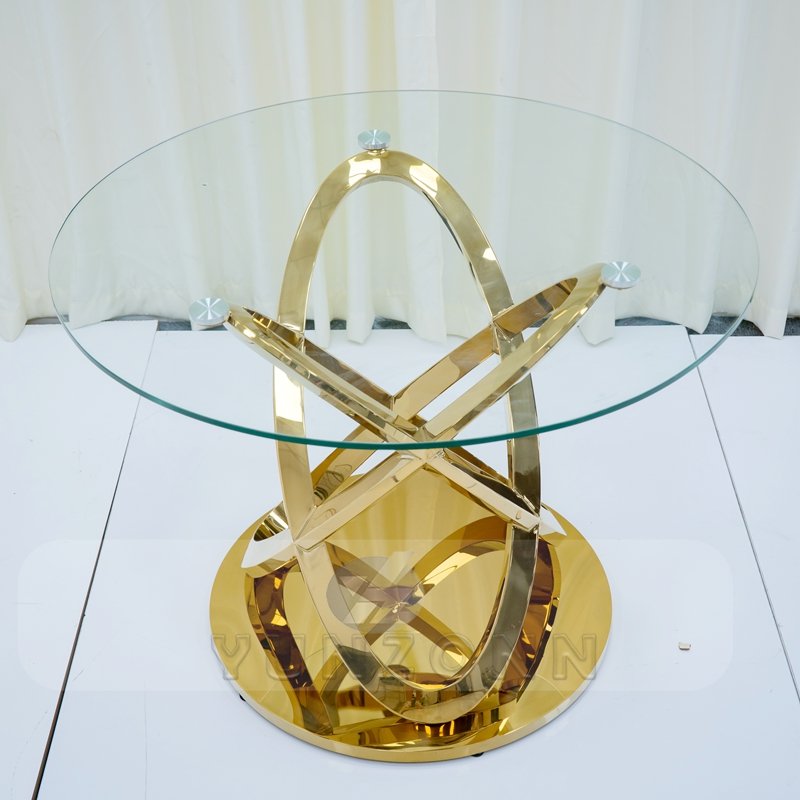 Modern Home Furniture for Dining Golden Stainless Steel Infinity Base Wedding Display Cake Tables for Banquet & Party Events