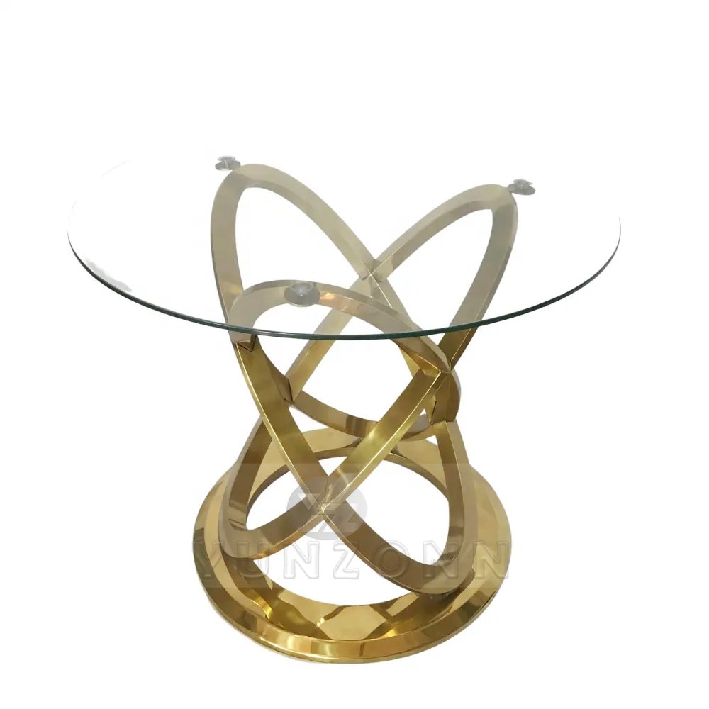 Modern Home Furniture for Dining Golden Stainless Steel Infinity Base Wedding Display Cake Tables for Banquet & Party Events