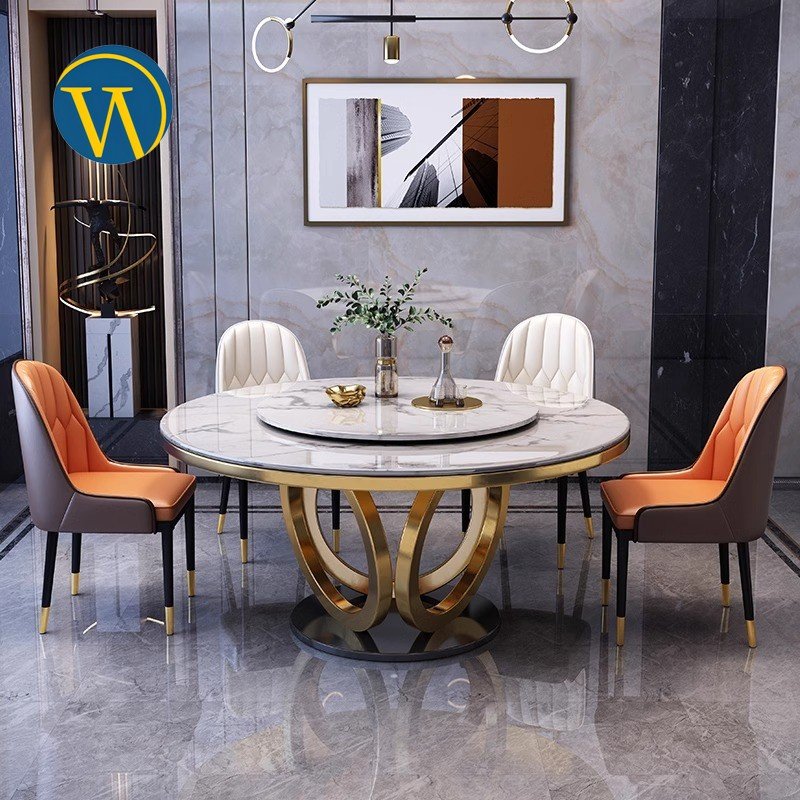 luxury elegant design contemporary dining tables extra large round marble round wood dining table with 6 chairs