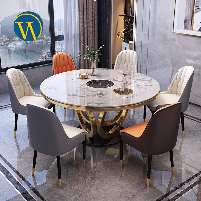 luxury elegant design contemporary dining tables extra large round marble round wood dining table with 6 chairs