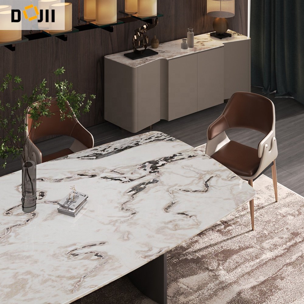 Dojii 3D New Model Dining Table With Shiny Stone Surface