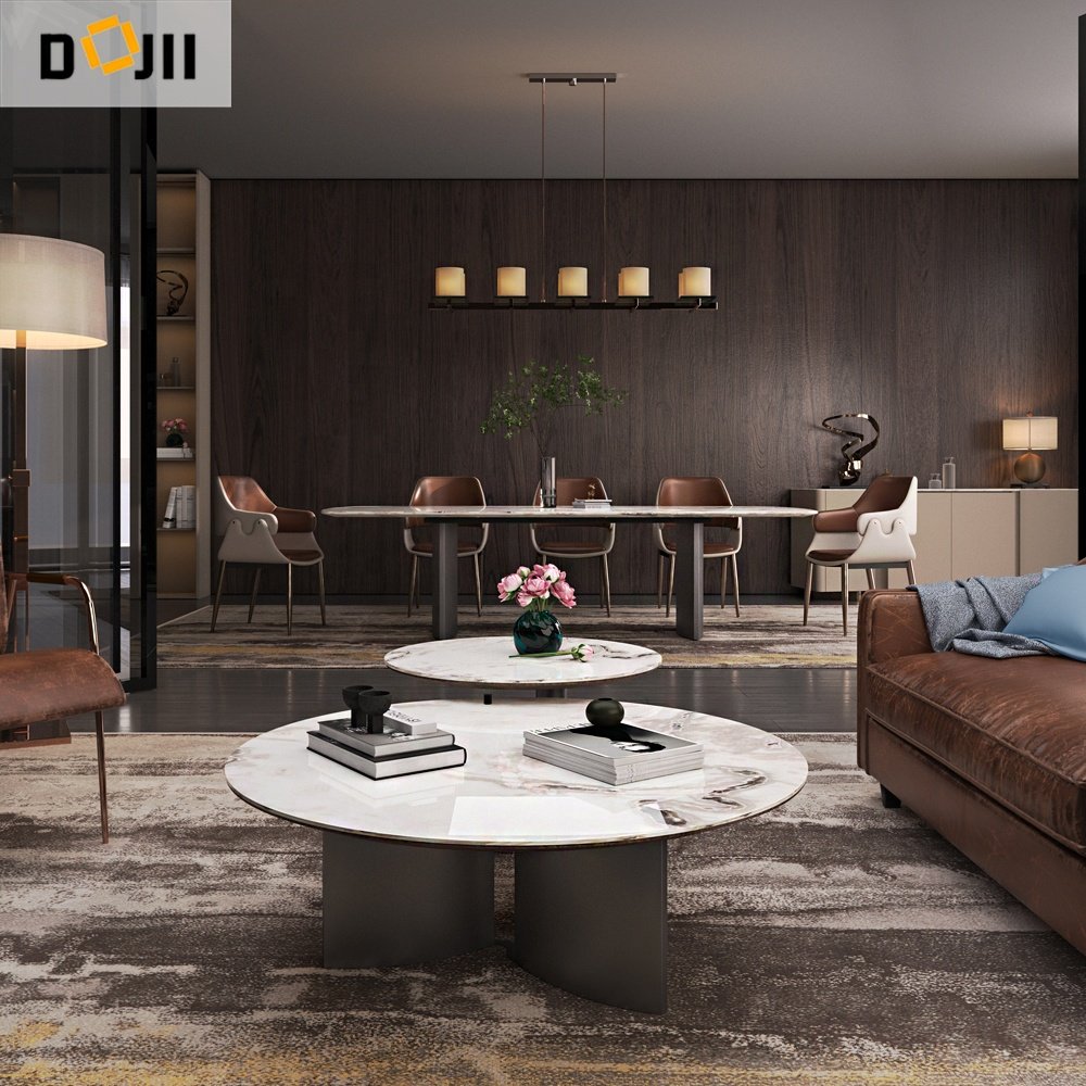 Dojii 3D New Model Dining Table With Shiny Stone Surface
