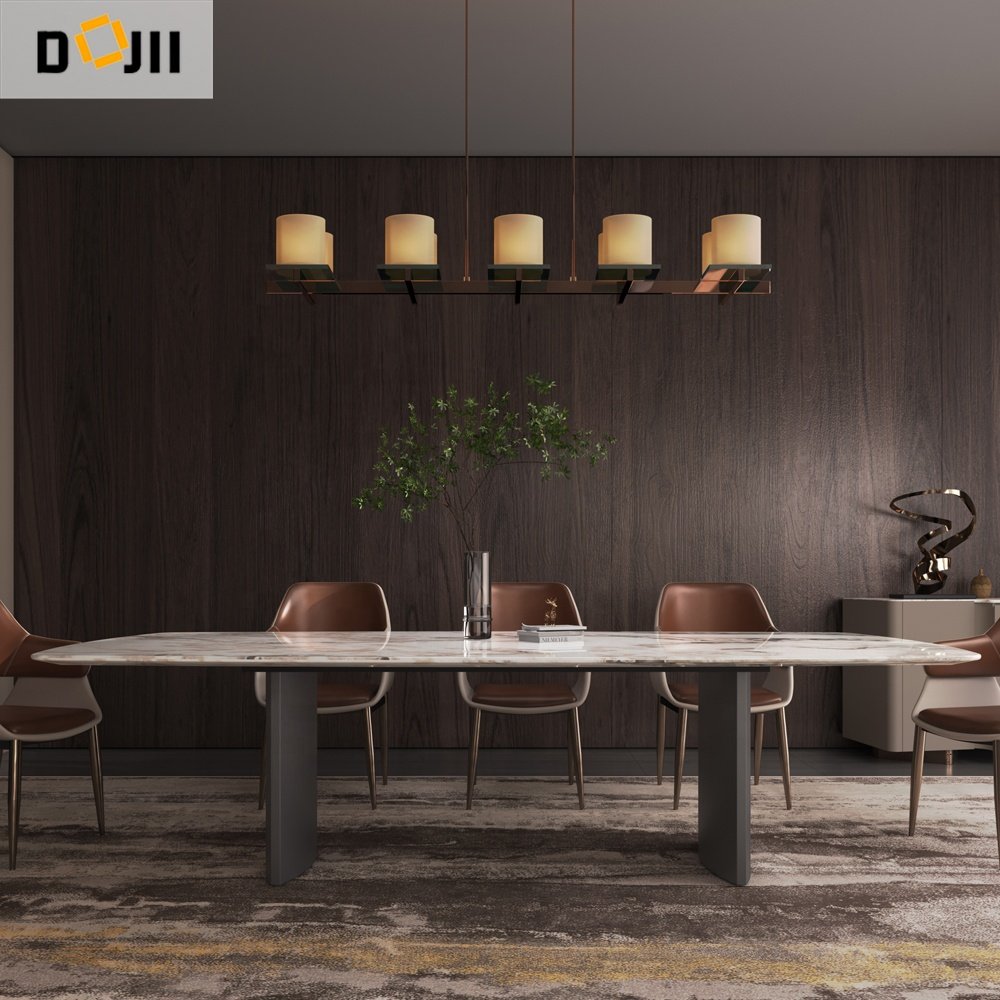 Dojii 3D New Model Dining Table With Shiny Stone Surface