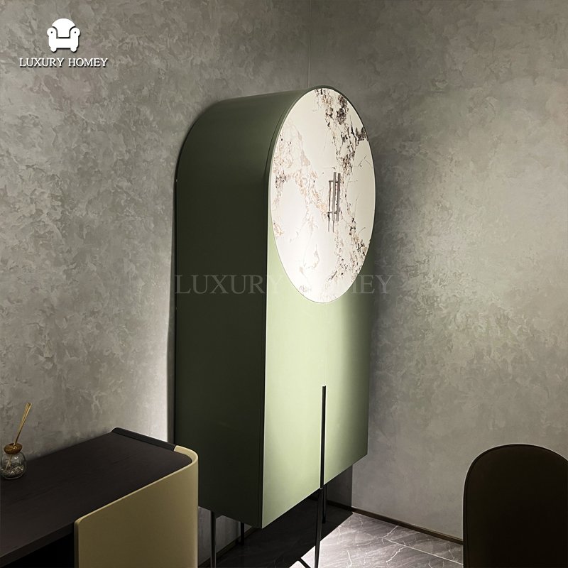 Italian high-end natural luxury stone dining table set 6 chairs designer dining room furniture luxury display cabinet furniture