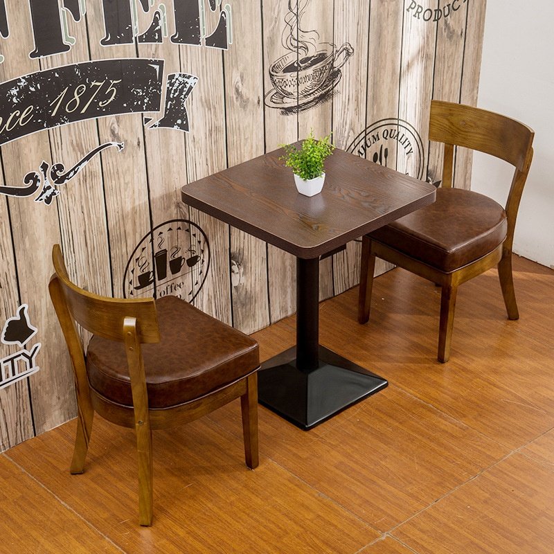 Cheap coffee shop tables chairs set dining table metal leg dinning table set dining room furniture