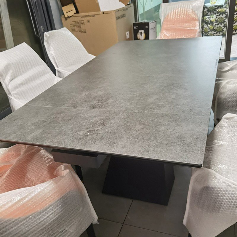 Luxury home dining furniture sintered stone tempered glass extending dining table extendable dining table with carbon steel base