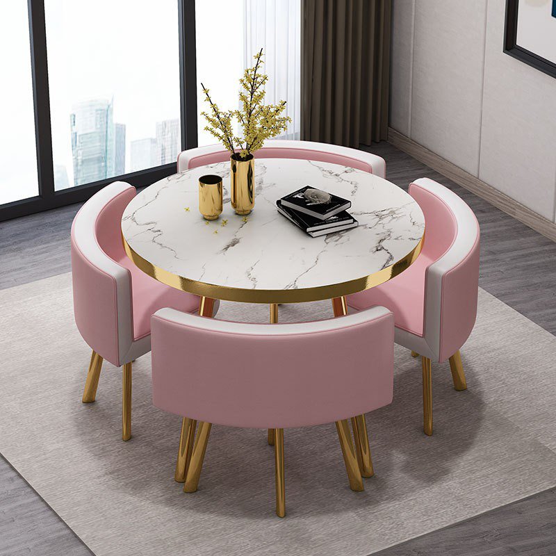 Furniture Luxury European Dining Room Furniture 4/6/8 Chairs Dinning Table Set In Dark Brown