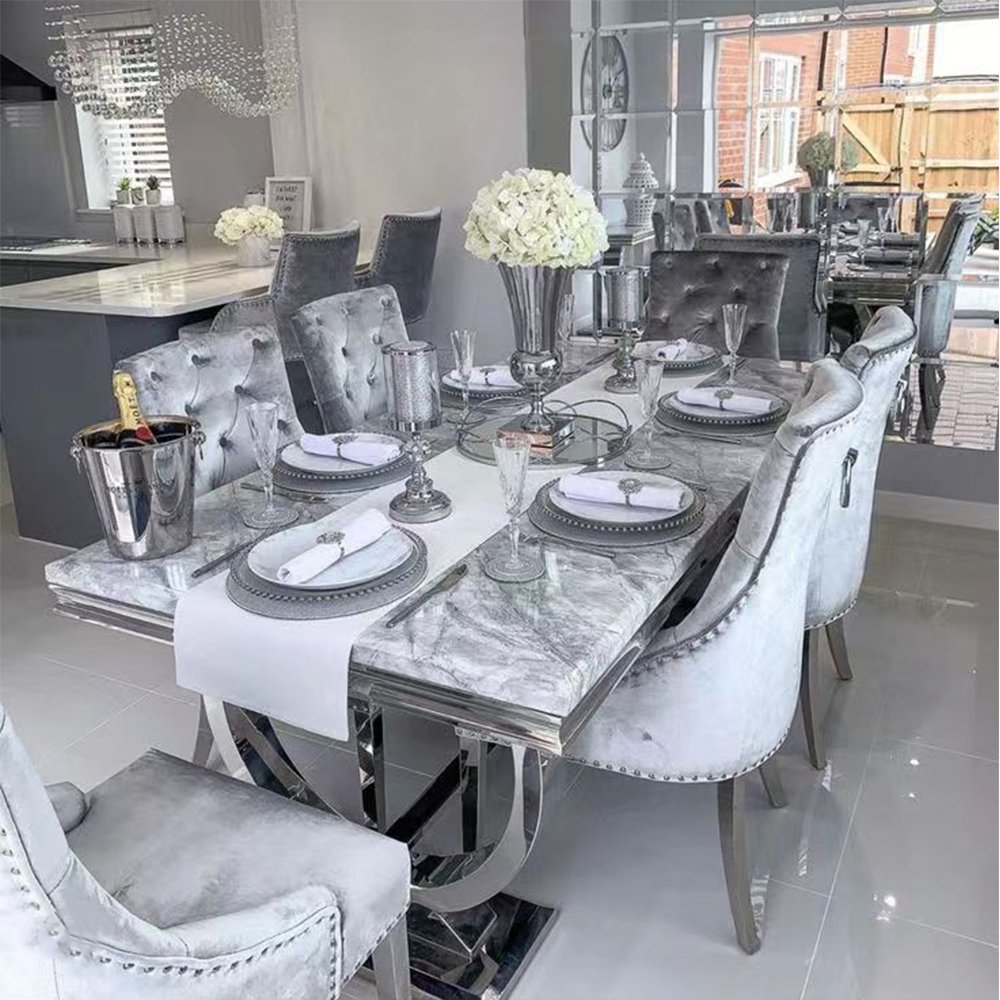 Luxury dining room furniture restaurant modern marble top rectangular dinner table dining table set 4 chairs