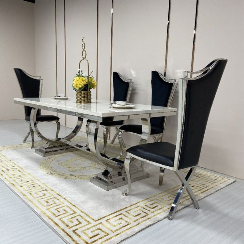 Luxury dining room furniture restaurant modern marble top rectangular dinner table dining table set 4 chairs