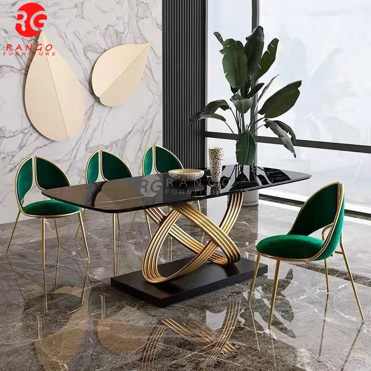 Guangdong factory marble dining table restaurant tables dining table set with chairs