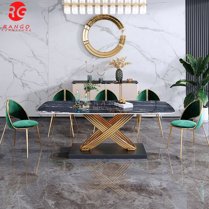 Guangdong factory marble dining table restaurant tables dining table set with chairs