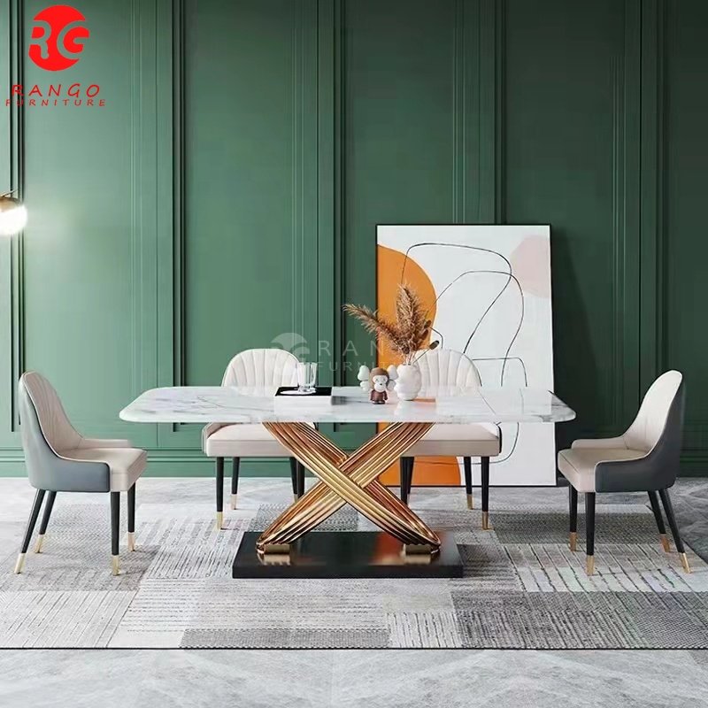 Guangdong factory marble dining table restaurant tables dining table set with chairs