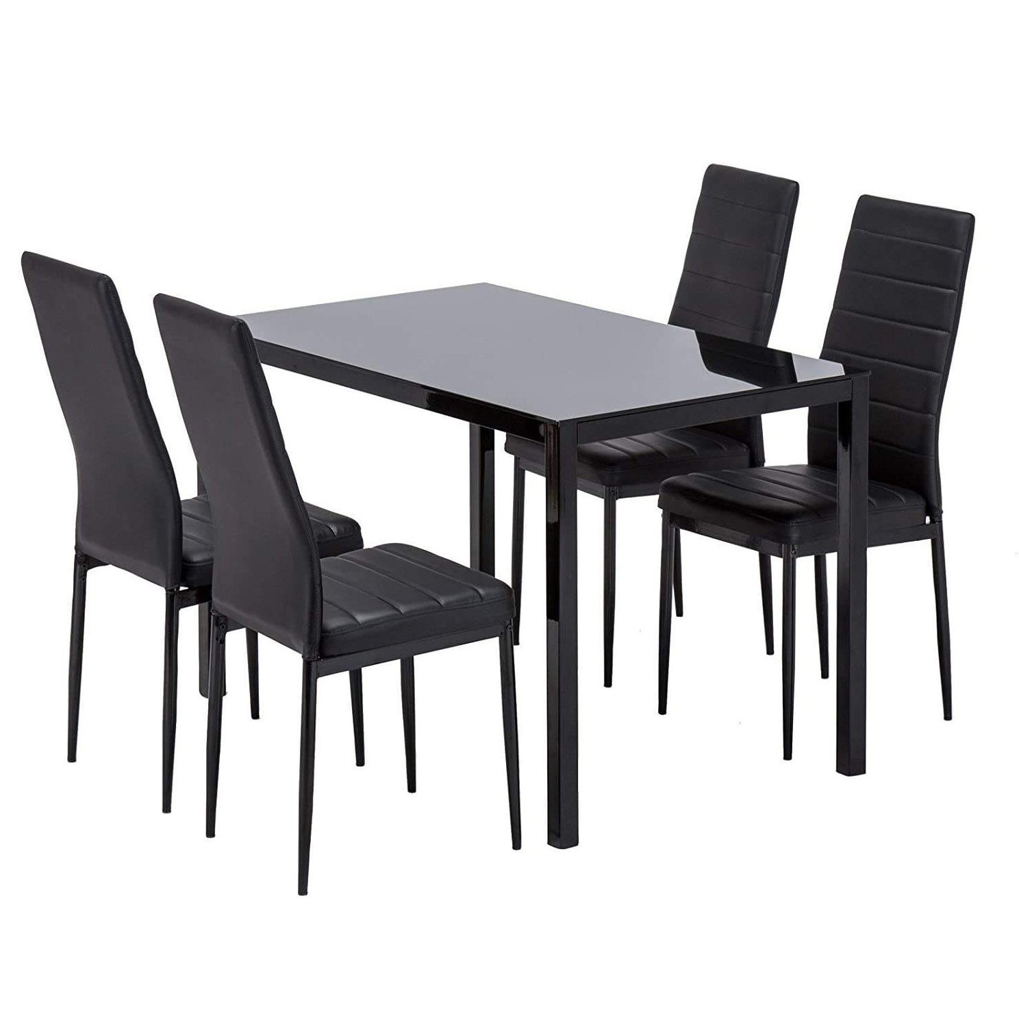 Hot Sell Cheap Price Modern Design Dining Glass Top Table And Leather Cushion Chair Set For 6