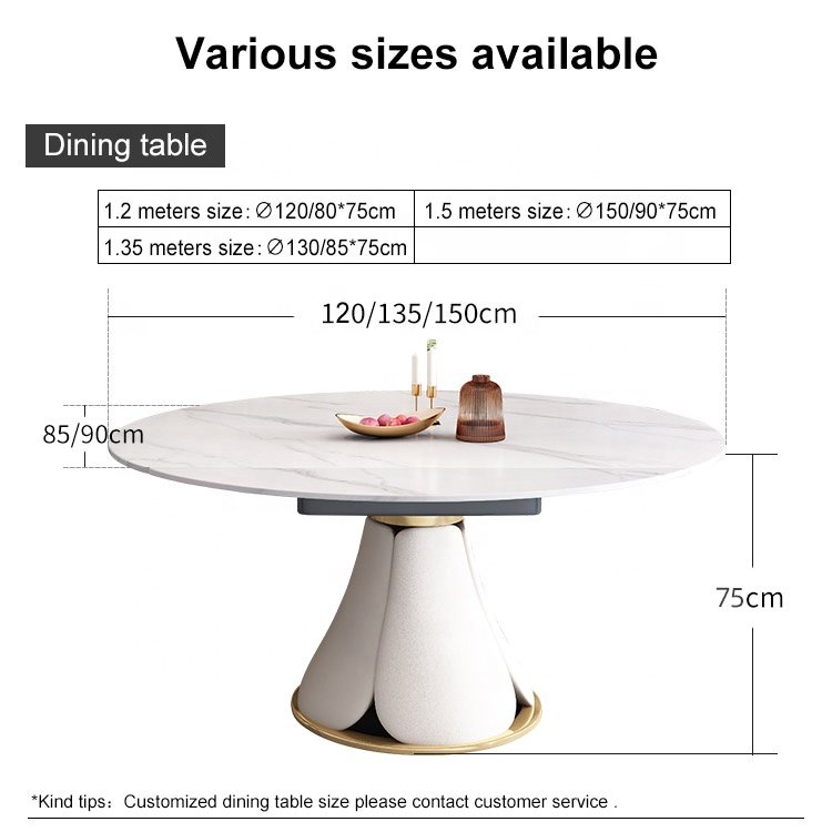 Luxury Marble Table Chair Combination Extendable Foldable Round Table Household Convertible Square Dual-purpose Dining Table