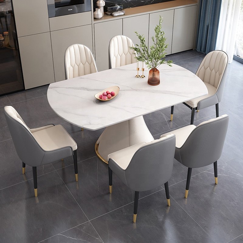 Luxury Marble Table Chair Combination Extendable Foldable Round Table Household Convertible Square Dual-purpose Dining Table