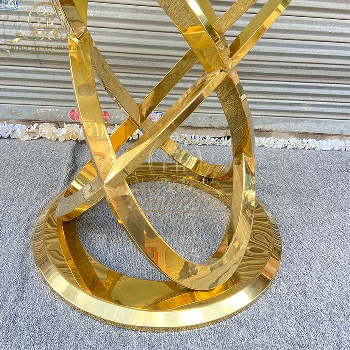 Modern Hotel Glass Top Stainless Steel Gold Wedding Cake Table For Wedding Decoration