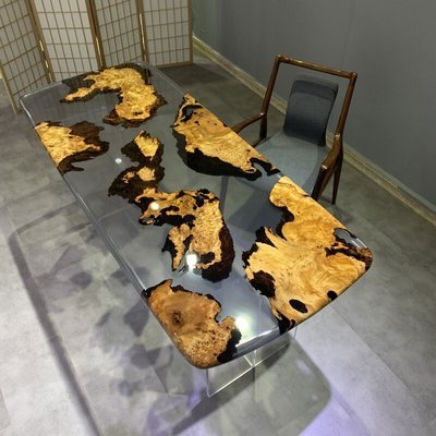 MORE DESIGN Factory Wholesale Popular Live Edge Epoxy Solid Walnut Wood Dining Resin Table