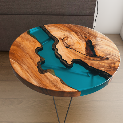 MORE DESIGN Factory Wholesale Popular Live Edge Epoxy Solid Walnut Wood Dining Resin Table