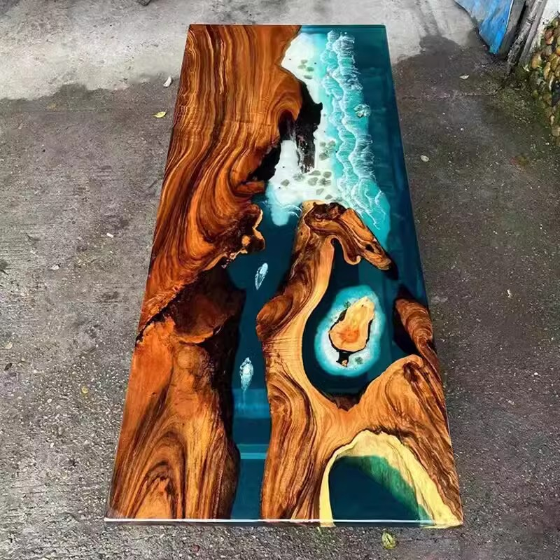 MORE DESIGN Factory Wholesale Popular Live Edge Epoxy Solid Walnut Wood Dining Resin Table