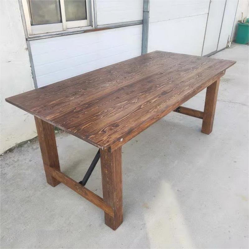 Wholesale outdoor portable folding table, wooden foldable banquet table, dining farm table chairs