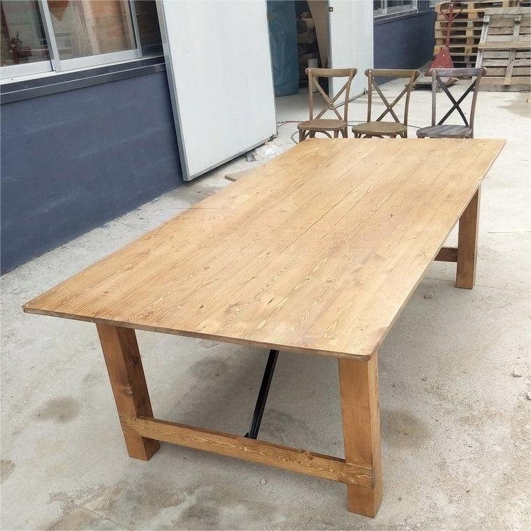 Wholesale outdoor portable folding table, wooden foldable banquet table, dining farm table chairs