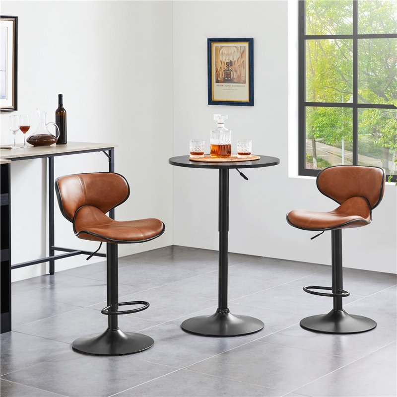 Modern Height adjustable Wooden style Bar Restaurant Furniture Solid Wood Round Dining Table