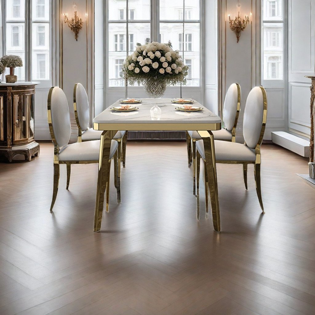 Glass Luxury Round Modern Furniture Marble Dining Table Sets With 6 Chairs
