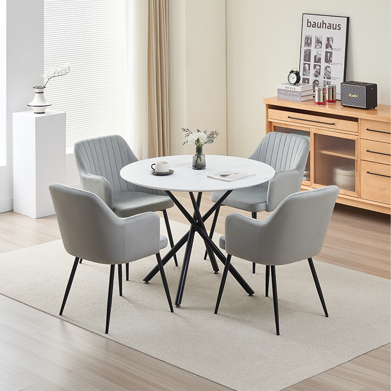 Hot Selling Living Room MDF Paint White Dining Cafe Round Dining Table Set Modern Tables