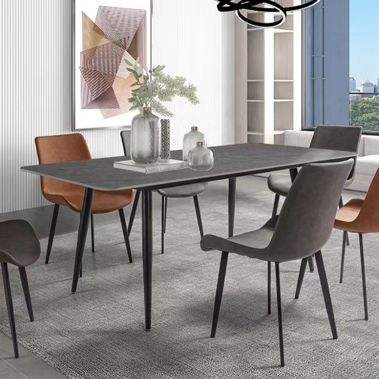 modern luxury rectangular dining table set 4 seater 6 8 dining room furniture table set Concrete marble dinning set with 6 chair