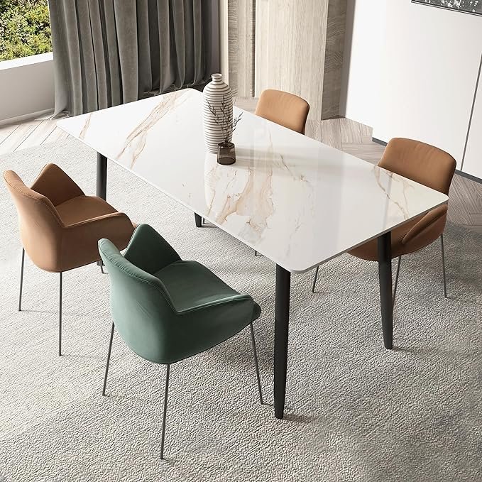 modern luxury rectangular dining table set 4 seater 6 8 dining room furniture table set Concrete marble dinning set with 6 chair