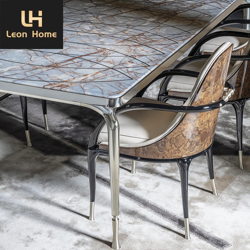 China Foshan Manufacturer Custom Formal Elegant Marble Dining Table Modern Luxury Dinning Table Set Dining Room Furniture
