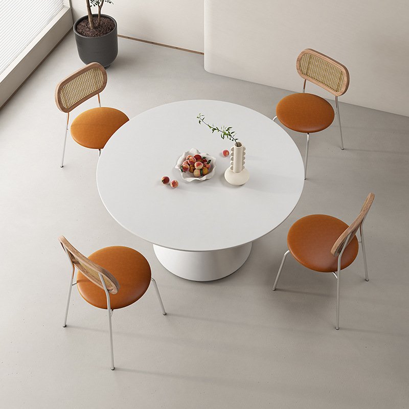ATUNUS Modern Minimalist Nordic light luxury high-end white slate table fashionable home beetle round dining table