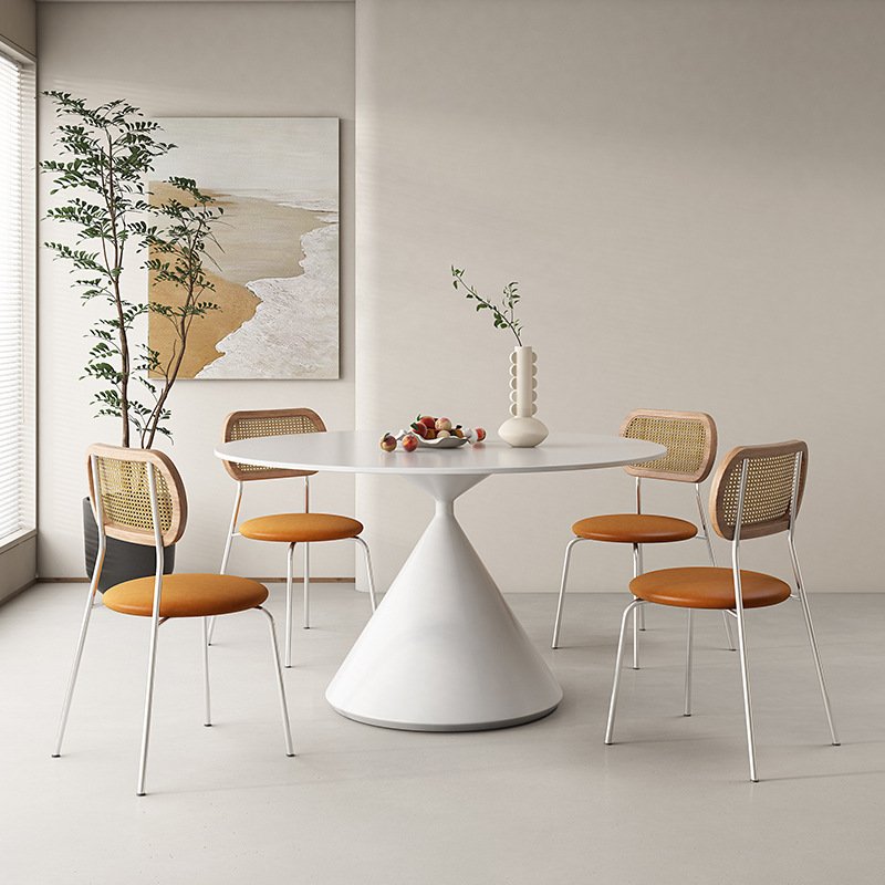 ATUNUS Modern Minimalist Nordic light luxury high-end white slate table fashionable home beetle round dining table