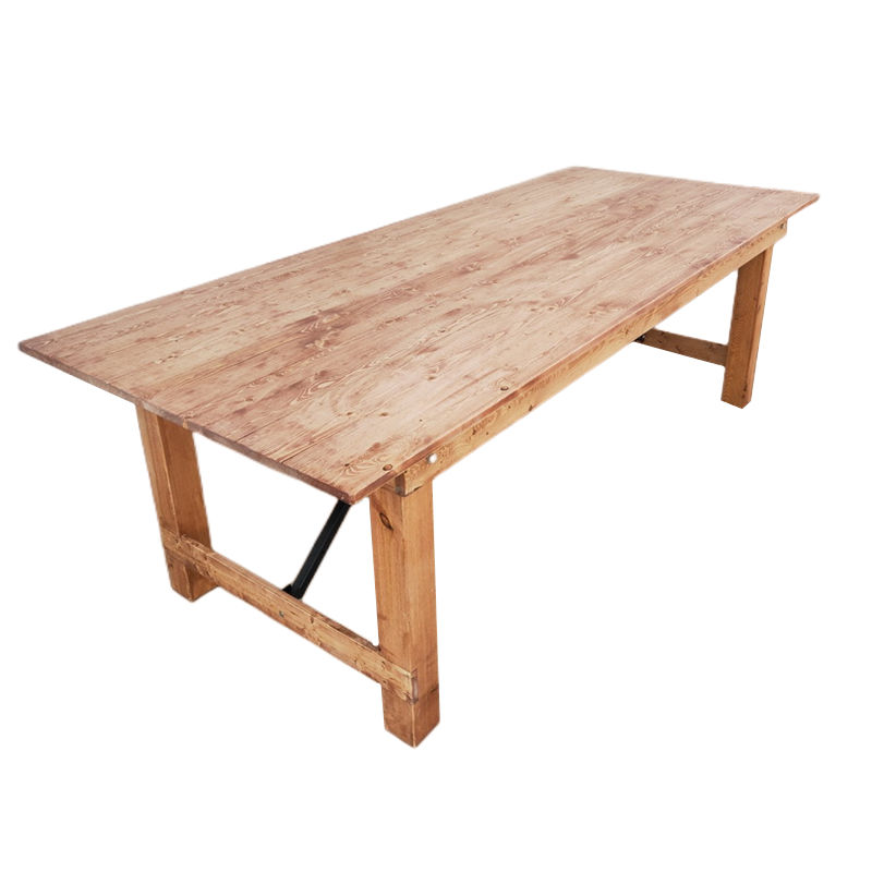 Hot sale wedding banquet dining rustic wood chairs 8ft wooden folding farm table