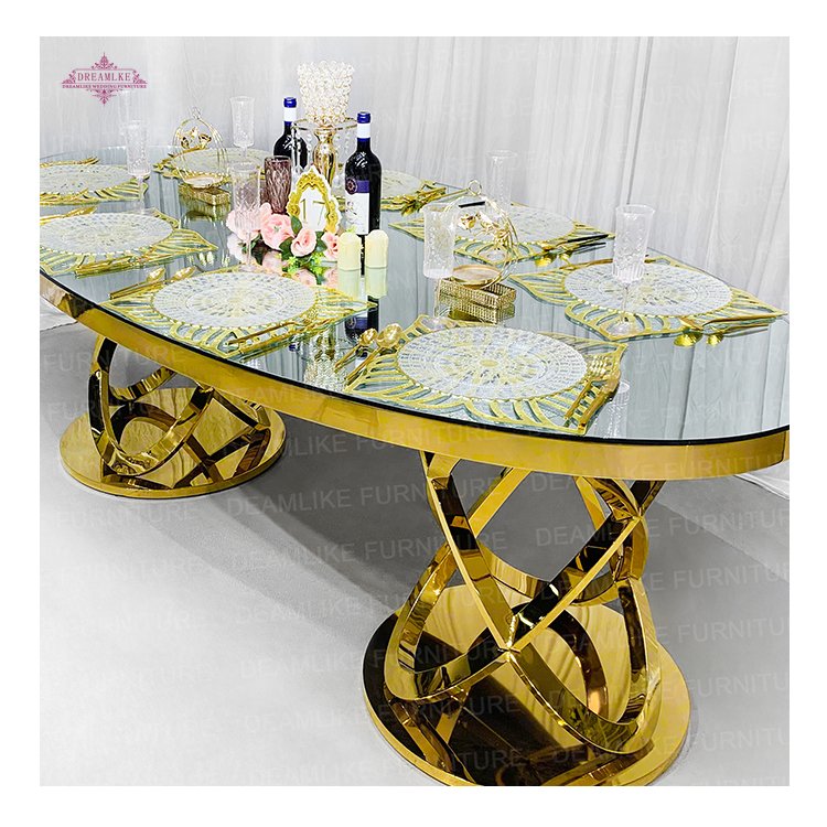 Factory Direct Sale Glass Wedding Mirror Table Wedding Banquet Table Luxury
