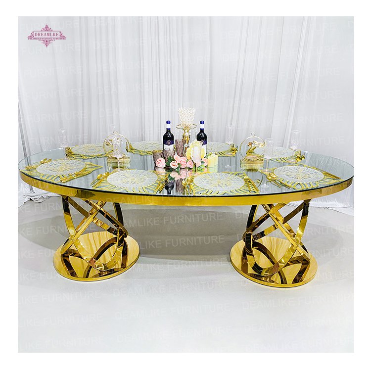 Factory Direct Sale Glass Wedding Mirror Table Wedding Banquet Table Luxury