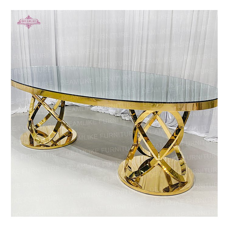 Factory Direct Sale Glass Wedding Mirror Table Wedding Banquet Table Luxury