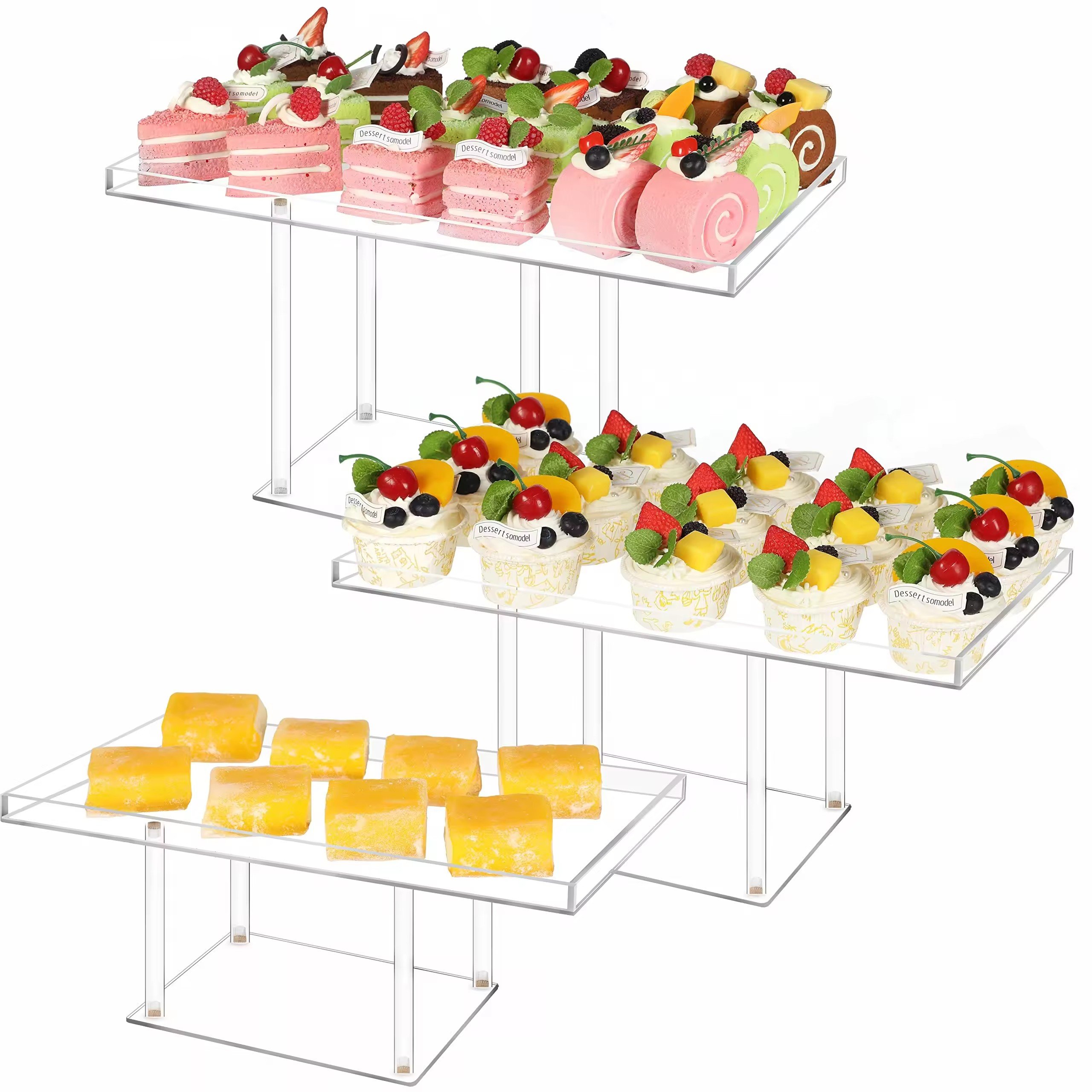 Acrylic wedding party Decorative acrylic banquets catered tray food cakes Dessert display stand buffet Stand Buffet Riser