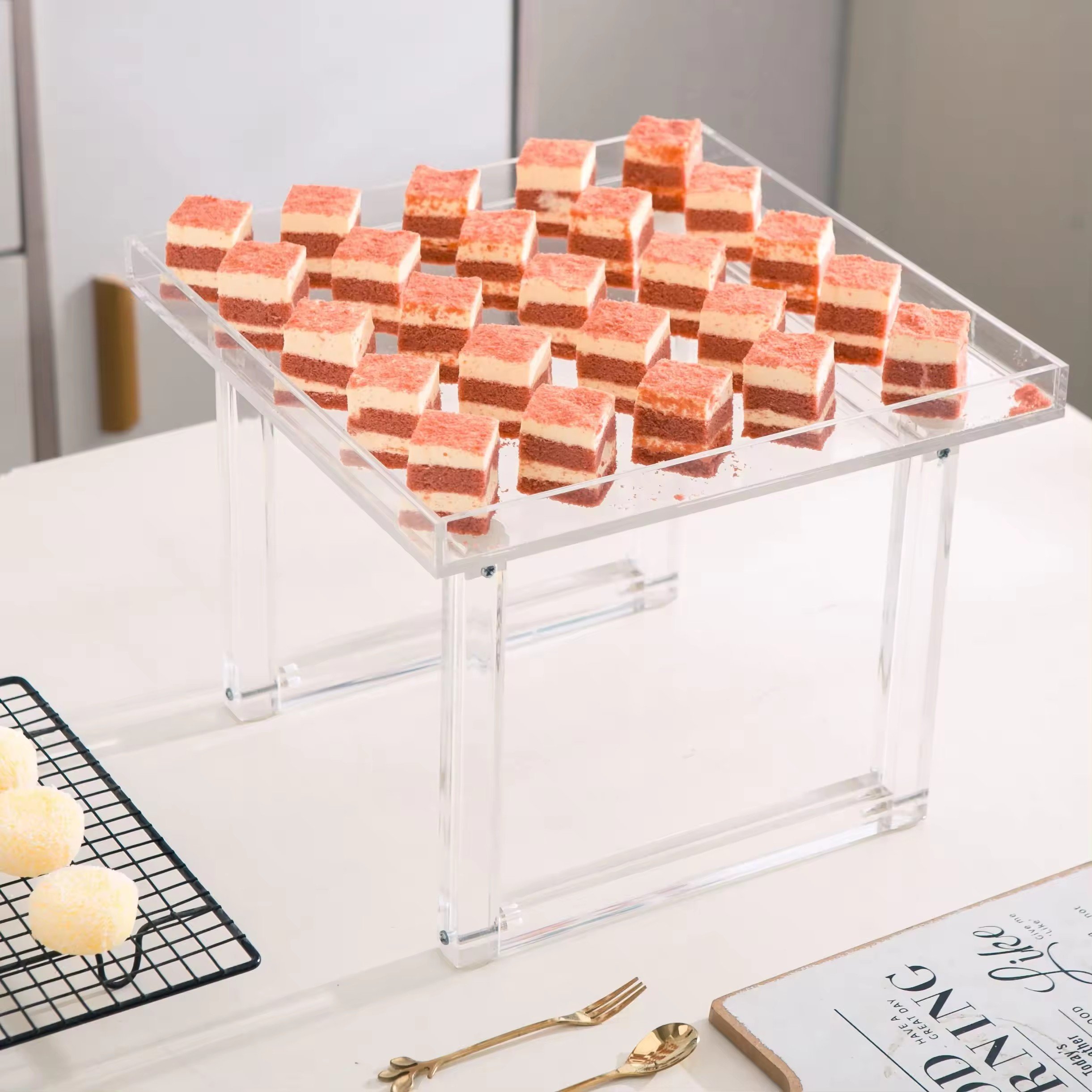 Acrylic wedding party Decorative acrylic banquets catered tray food cakes Dessert display stand buffet Stand Buffet Riser