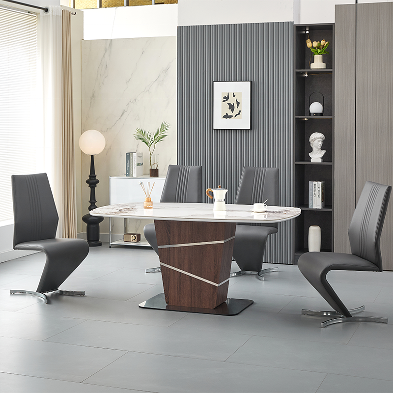 Modern Home dining room Furniture Extendable MDF Marble Ceramic Wooden Dining Room Table for 6 seats