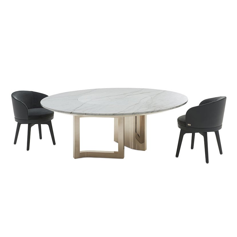 Nordic Luxury Modern Home Restaurant Dining Room Furniture Set 6 Seater Marble Stone Top Extendable Dining Table