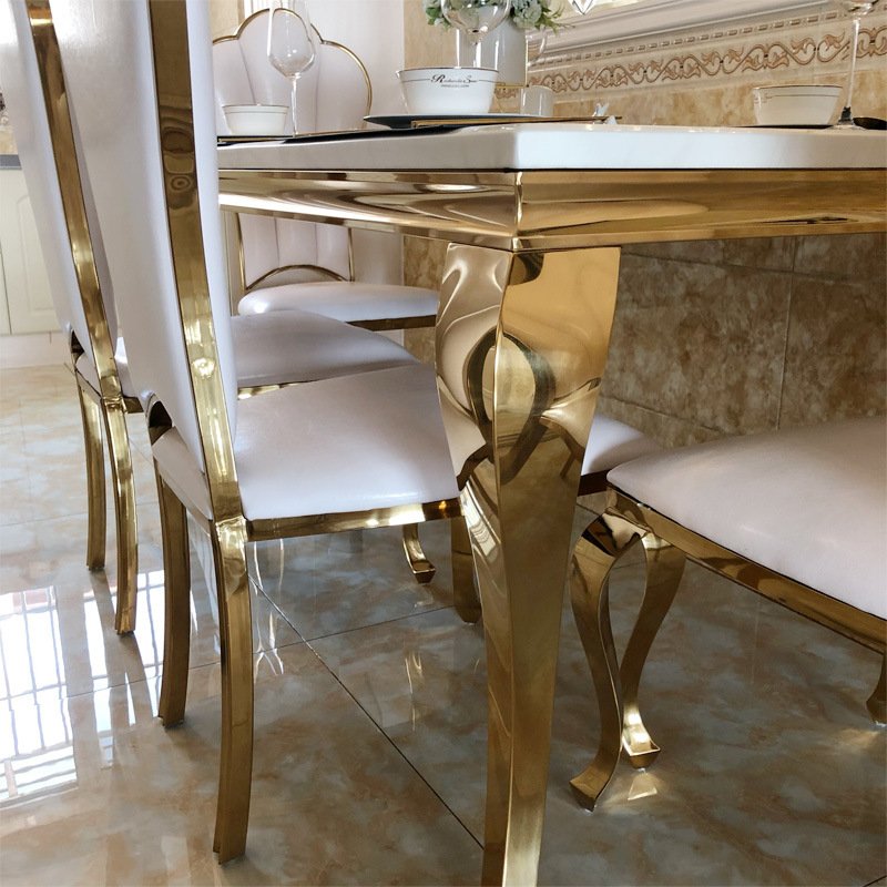 Hot selling luxury design artificial marble dining table set 6/8 seater dining room furniture