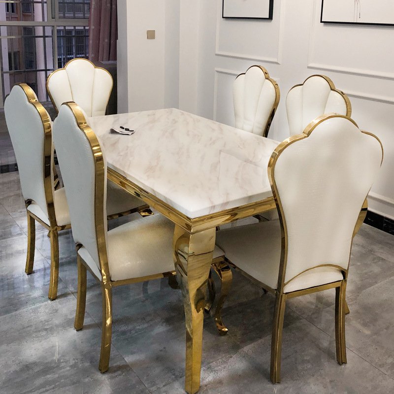 Hot selling luxury design artificial marble dining table set 6/8 seater dining room furniture