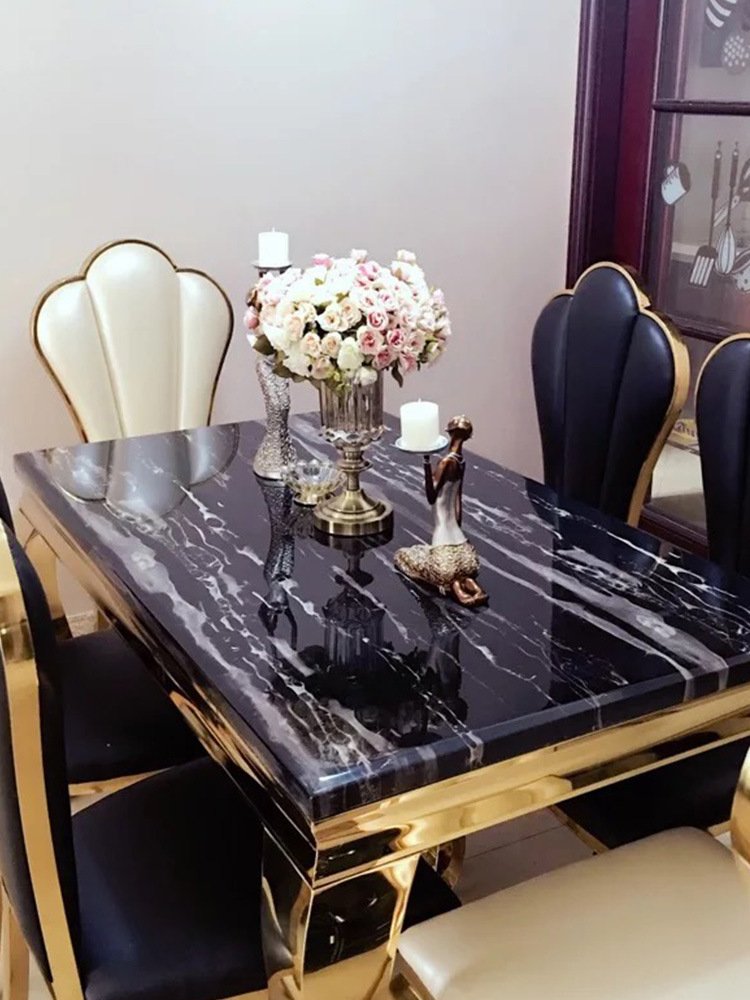 Hot selling luxury design artificial marble dining table set 6/8 seater dining room furniture