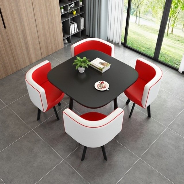 Minimalist Reception Restaurant Cafe Table And Chairs Square 4-seats can be customized Space Home Furniture Dining Table Set